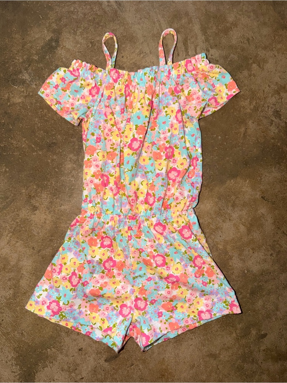 The Children’s Place Floral Cold Shoulder Romper 3T Fits 2T